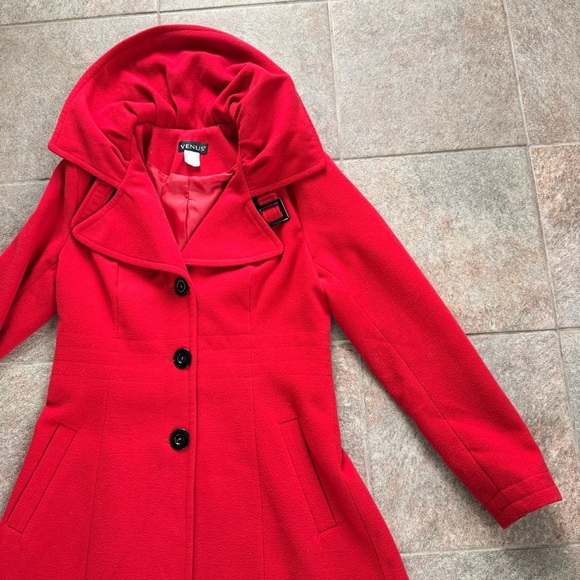 VENUS Vibrant Red Trench Coat Size 8 - Picture 4 of 12